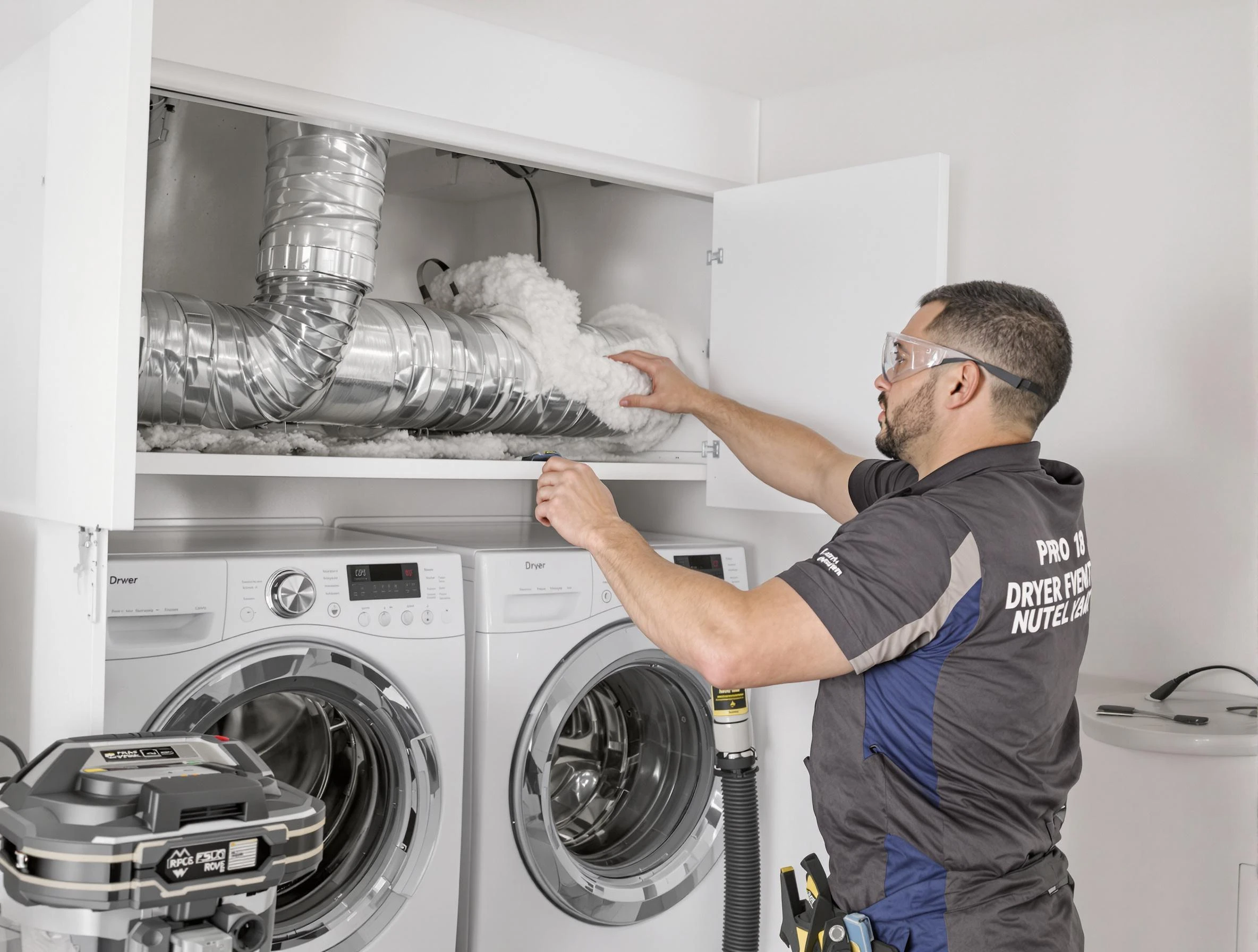 Austell Dryer Vent Cleaning certified technician performing specialized gas dryer vent cleaning in Austell