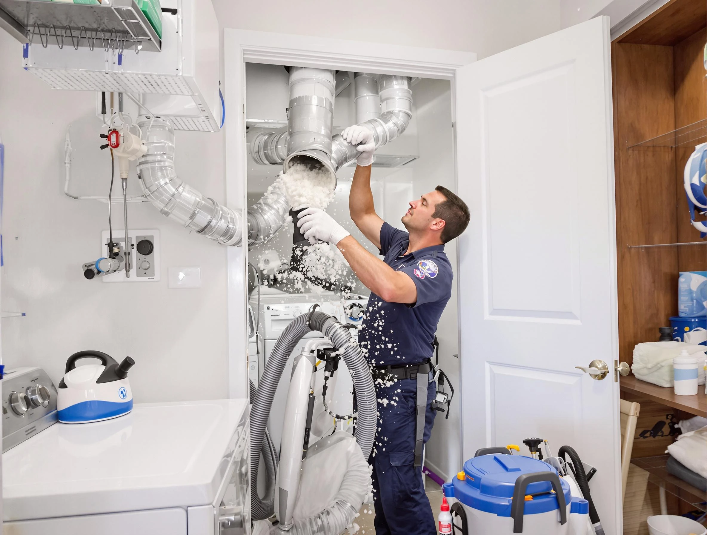Austell Dryer Vent Cleaning technician delivering thorough residential dryer vent cleaning service in Austell